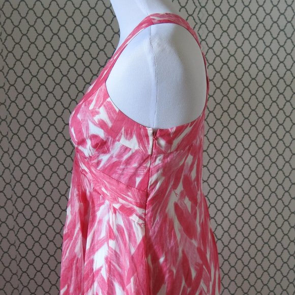 Postmark Anthropologie Empire Waist Feather Print Side Zip Summer Dress Size 00 - Picture 7 of 11